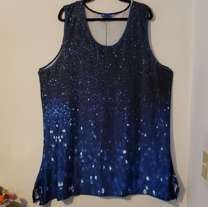 Aster blue sleeveless tunic 4X